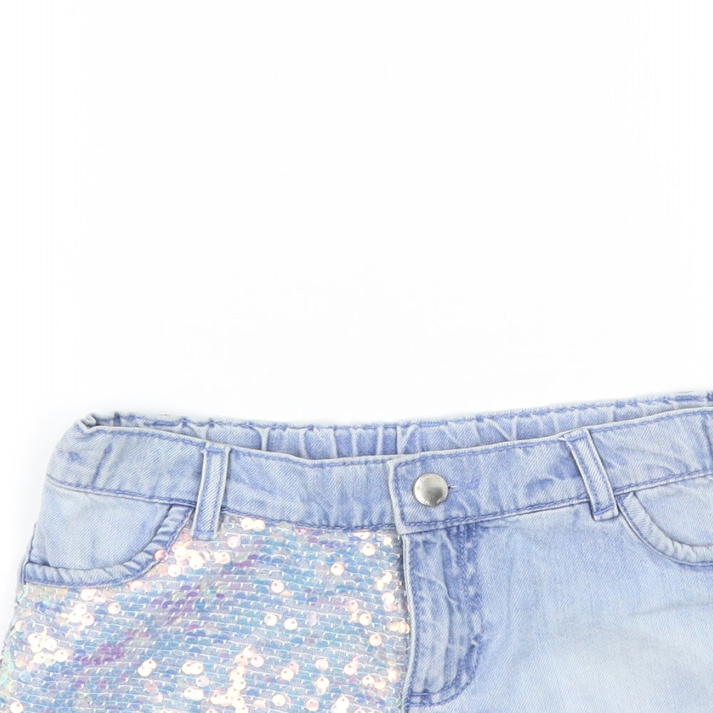 F&F Girls Blue   Cut-Off Shorts Size 9-10 Years