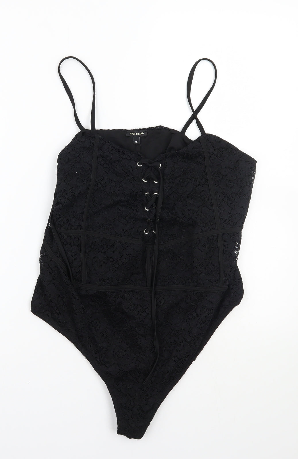 River Island Womens Black   Bodysuit One-Piece Size 16