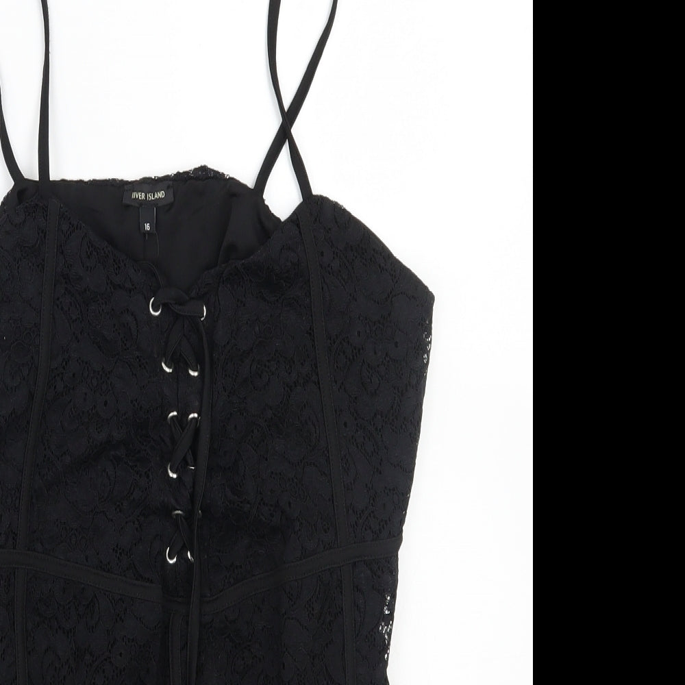 River Island Womens Black   Bodysuit One-Piece Size 16