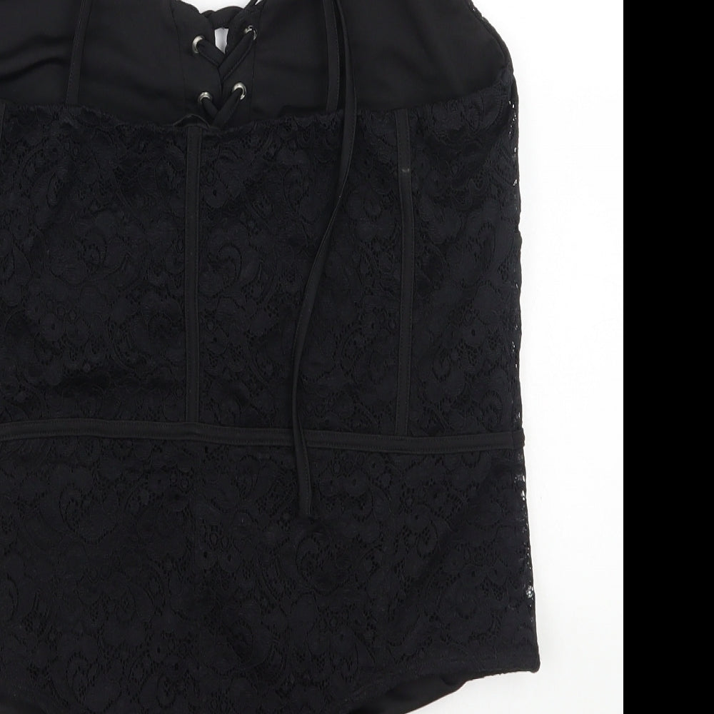 River Island Womens Black   Bodysuit One-Piece Size 16