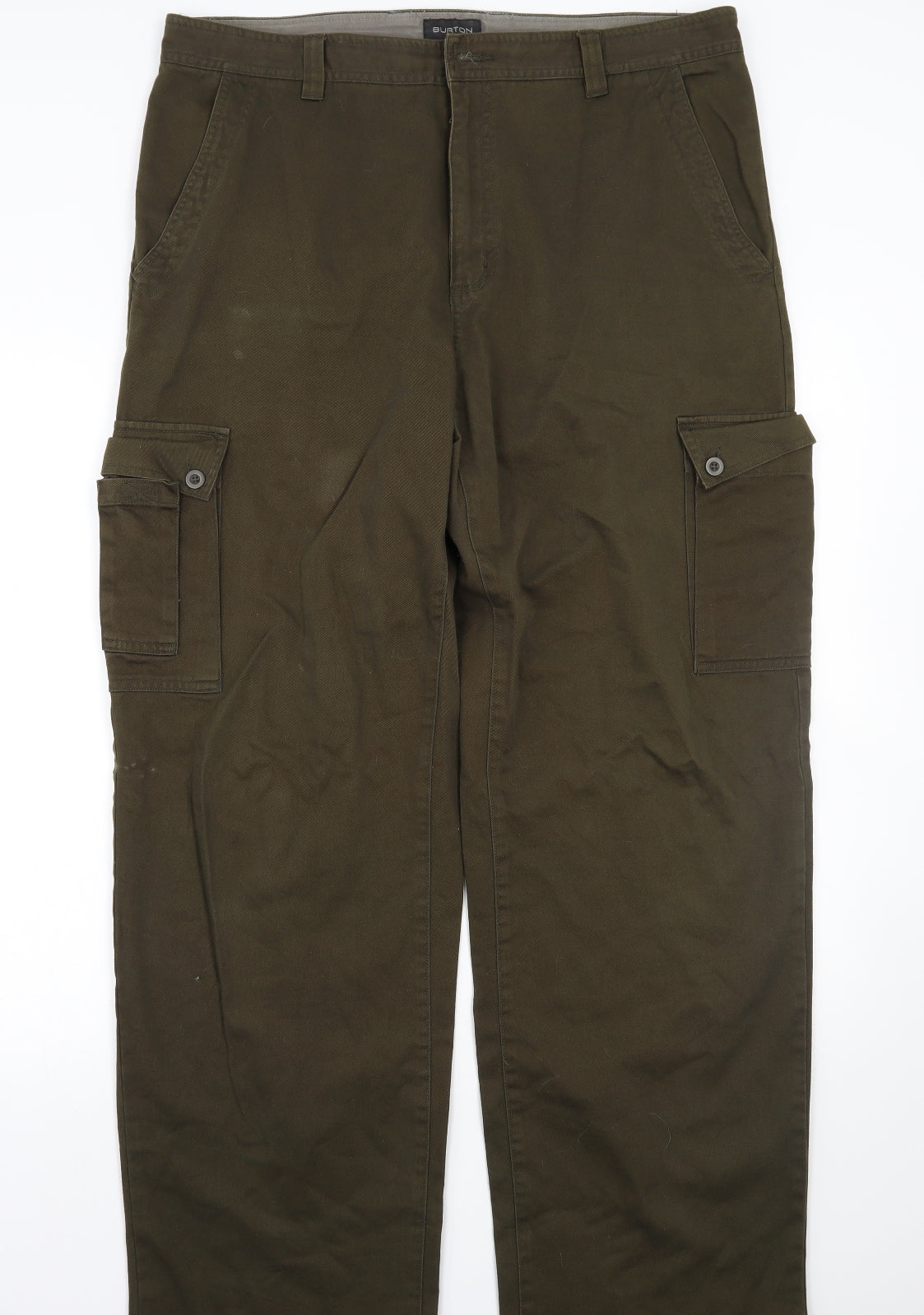 Burton Mens Green   Cargo Trousers Size 36 L32 in