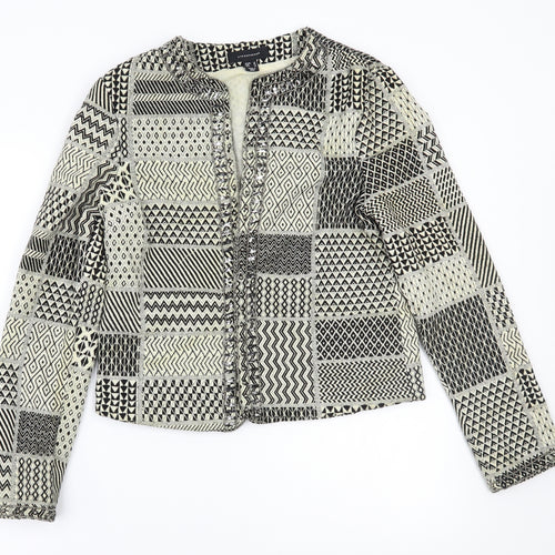 Primark Womens Black Geometric  Jacket Coatigan Size 10