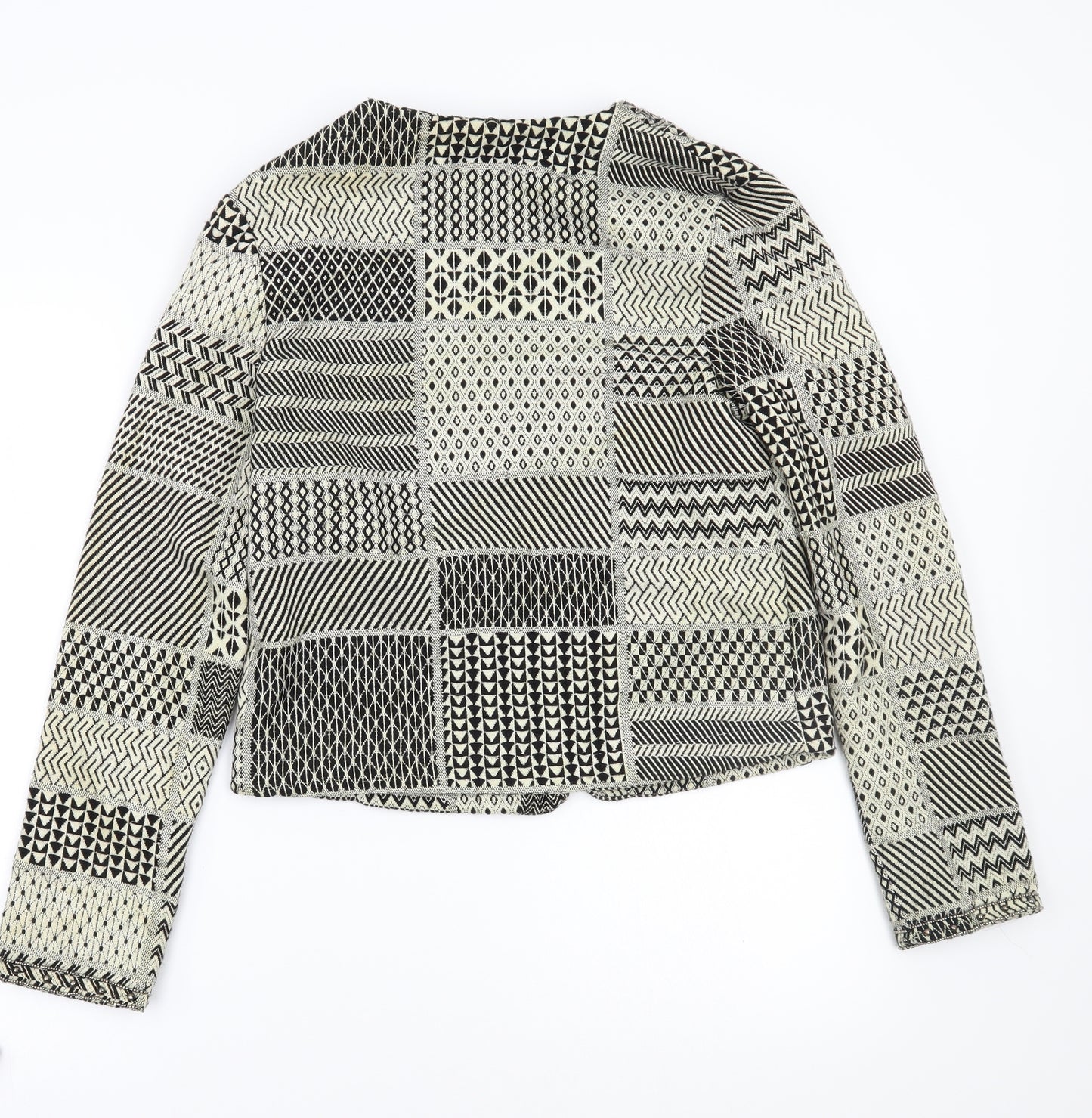 Primark Womens Black Geometric  Jacket Coatigan Size 10