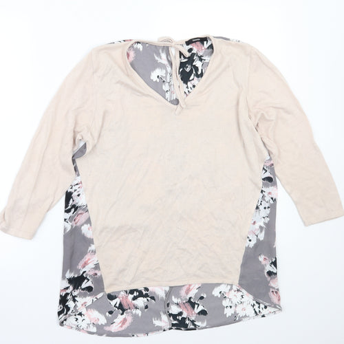 George Womens Beige Floral  Basic Blouse Size 10