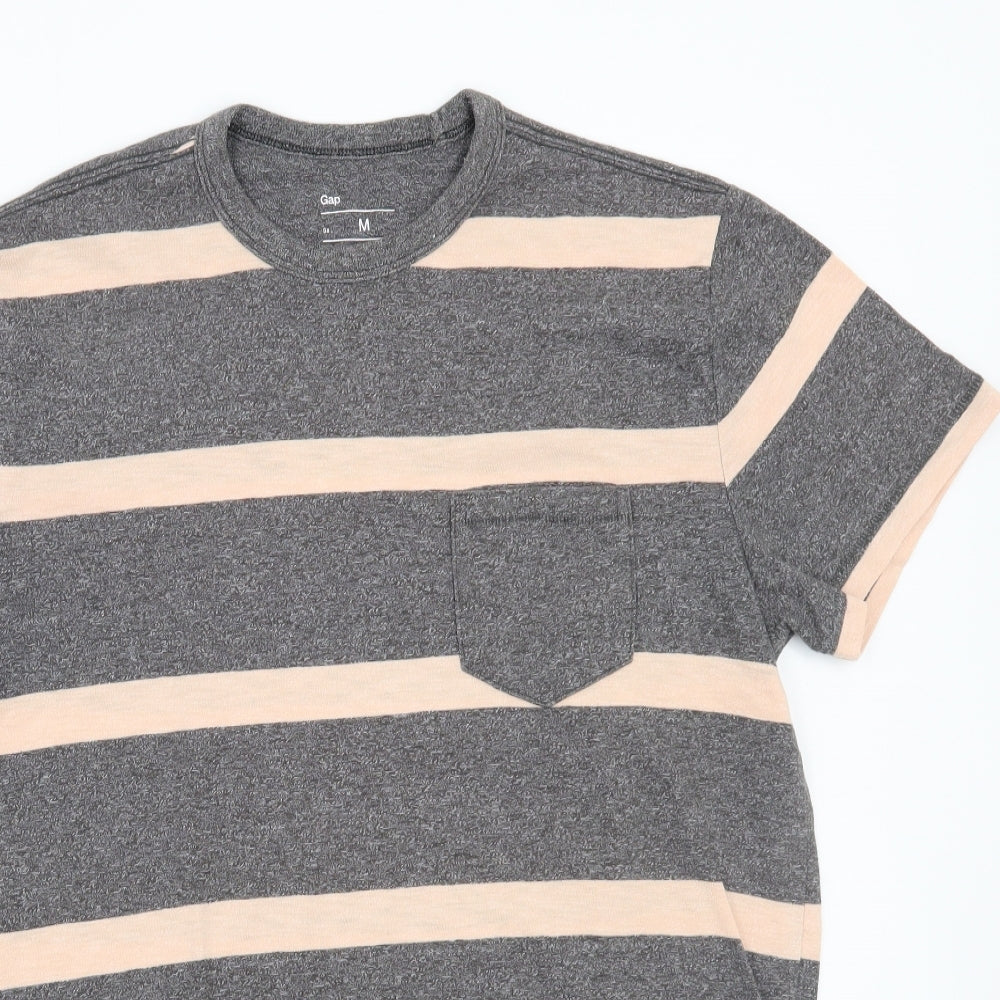 Gap Mens Grey Striped   T-Shirt Size M