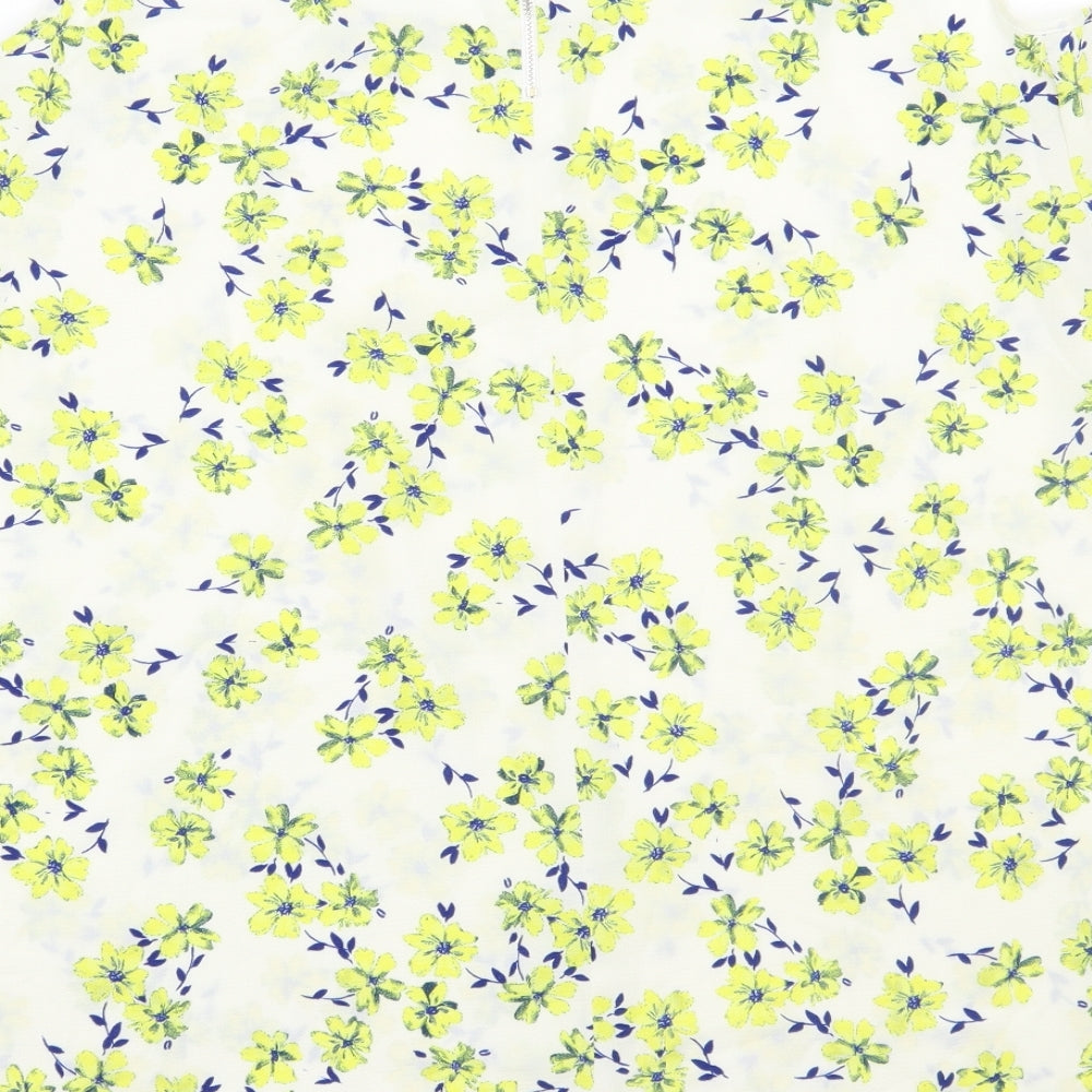 Primark Womens White Floral  Basic T-Shirt Size 16
