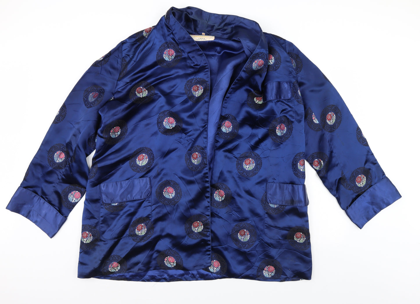 Oriental Womens Blue Floral  Kimono Robe Size 22