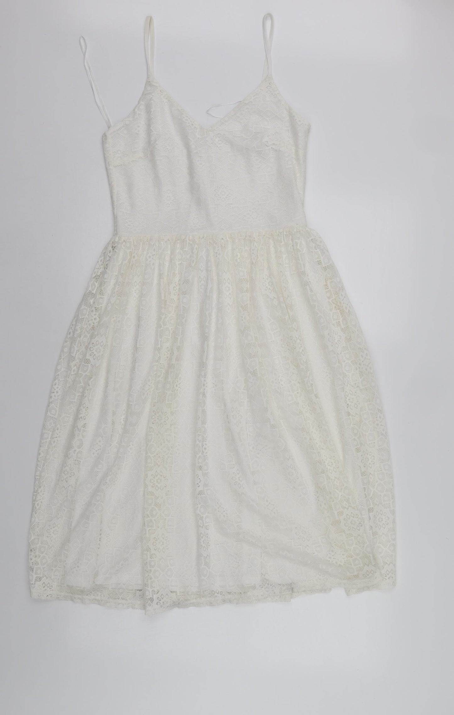 Miss Selfridge Womens White Floral  A-Line  Size 10