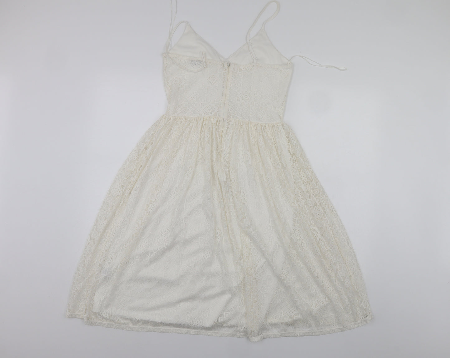 Miss Selfridge Womens White Floral  A-Line  Size 10