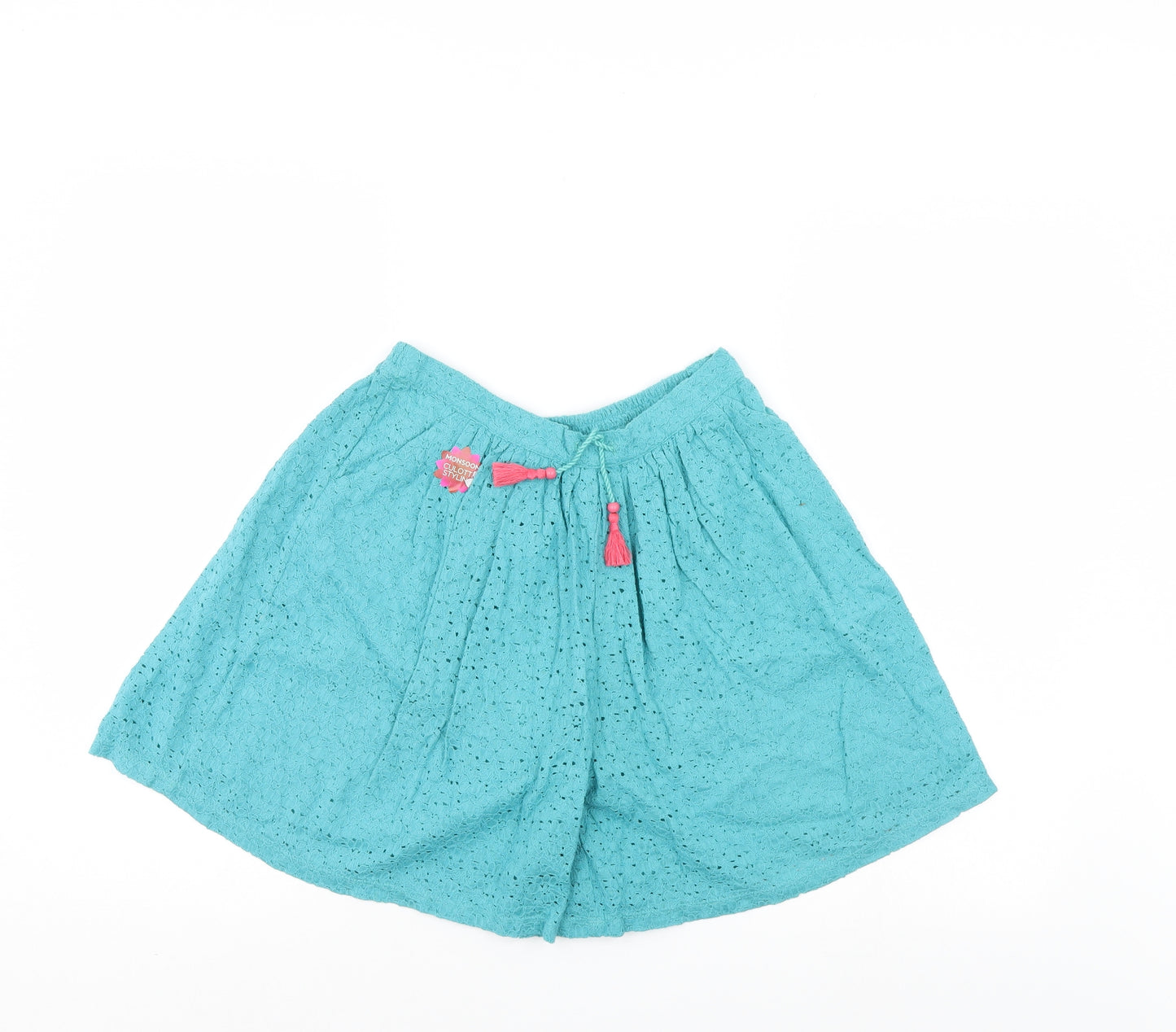 Monsoon Girls Blue Floral  Culotte Shorts Size 12-13 Years