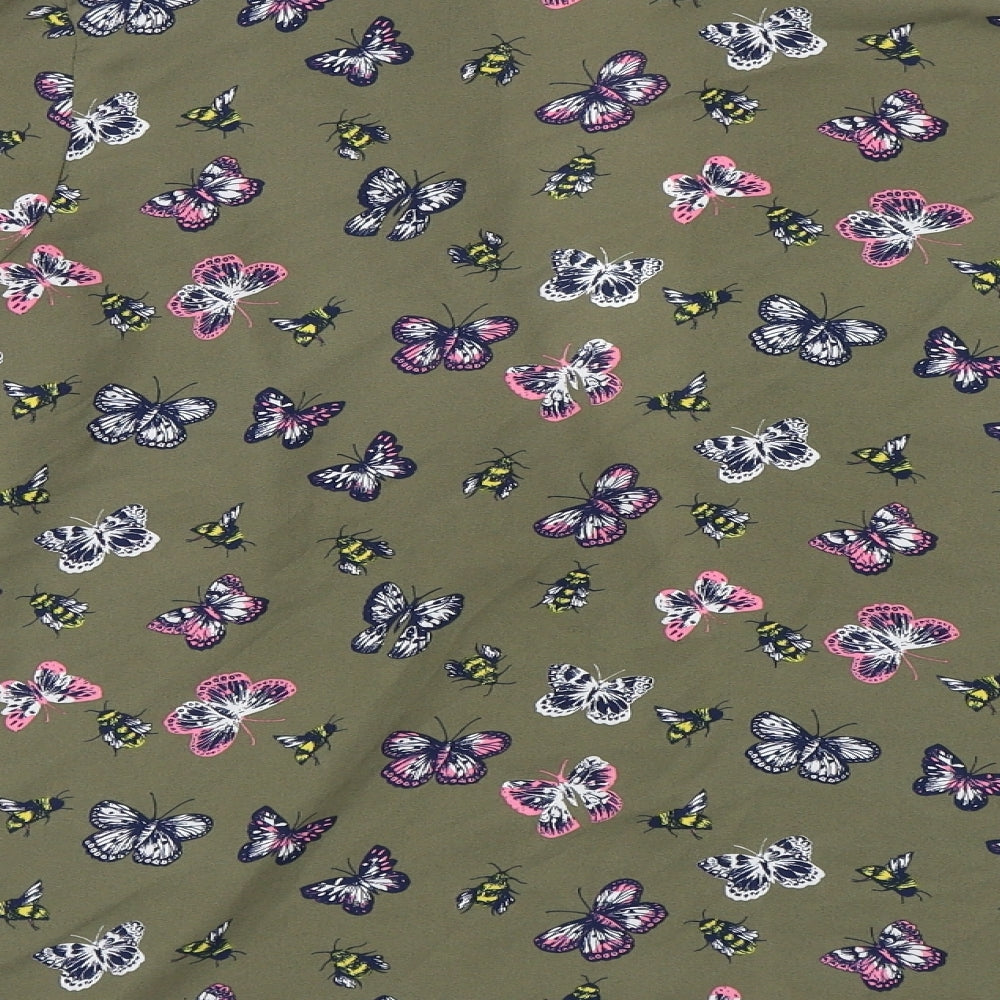 TU Womens Green   Basic Button-Up Size 12  - Butterflies