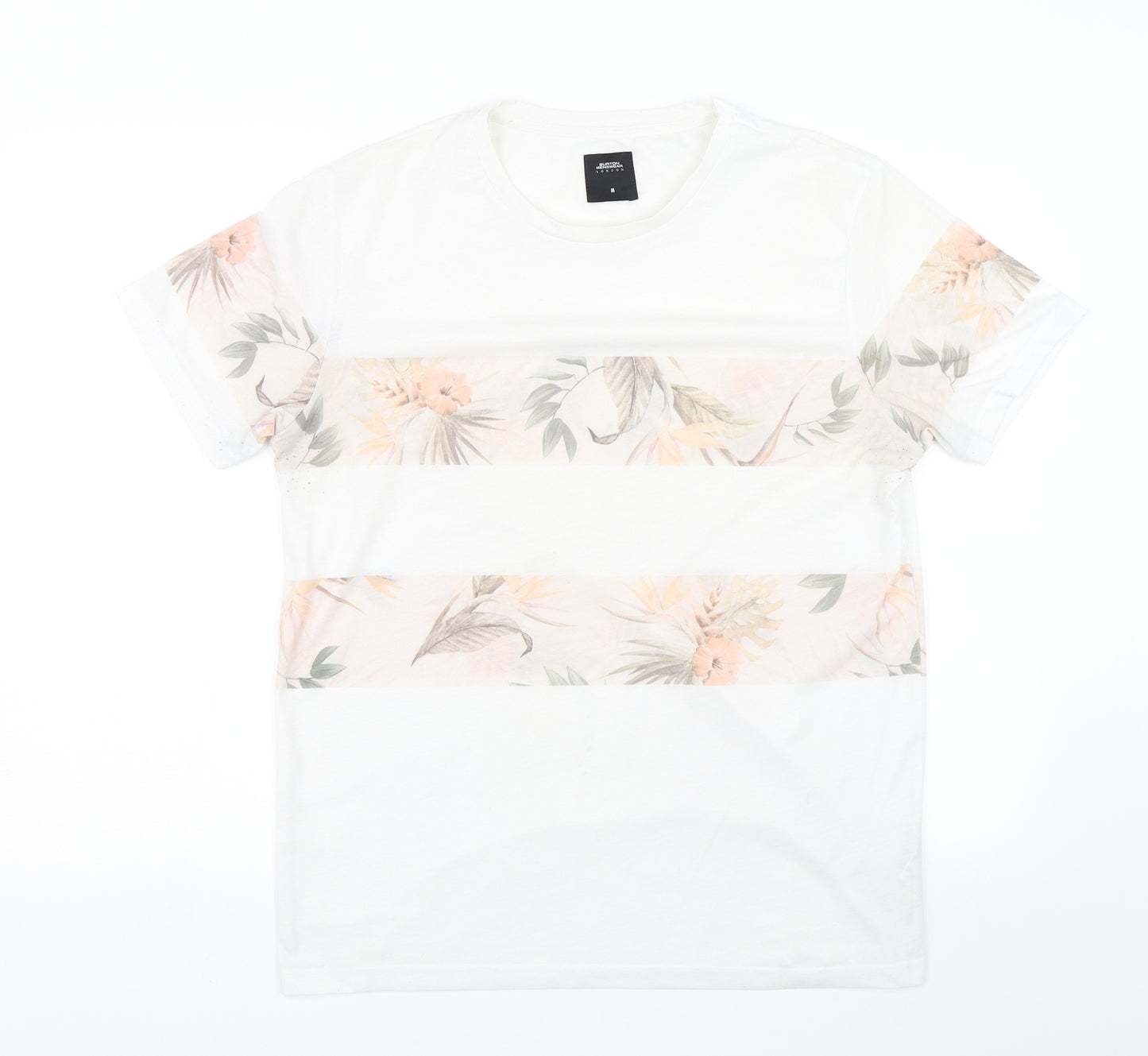 Burton Mens White Floral   T-Shirt Size M