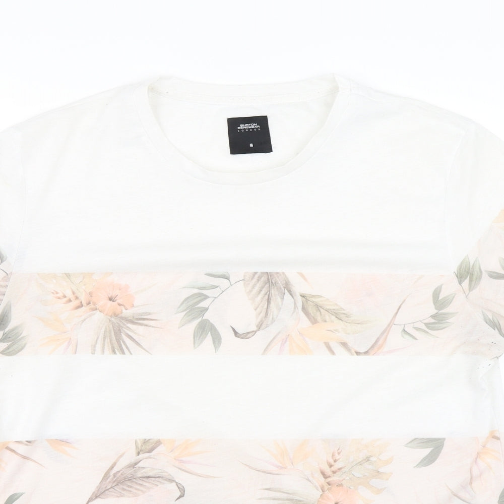 Burton Mens White Floral   T-Shirt Size M
