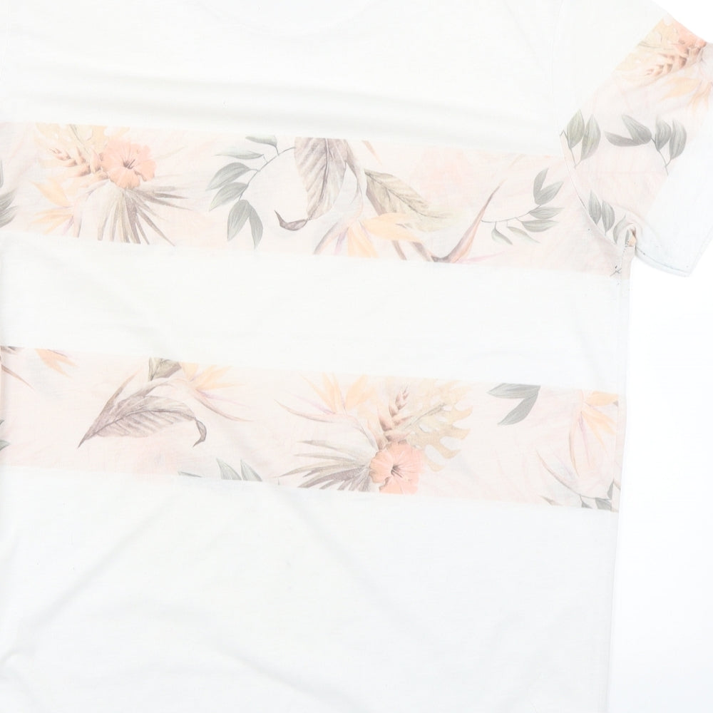 Burton Mens White Floral   T-Shirt Size M