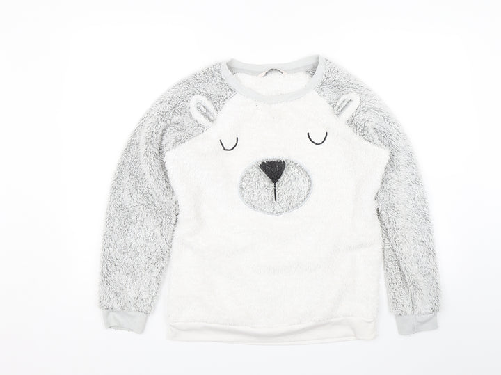 TU Womens White Pullover Jumper Size 8 - Bear