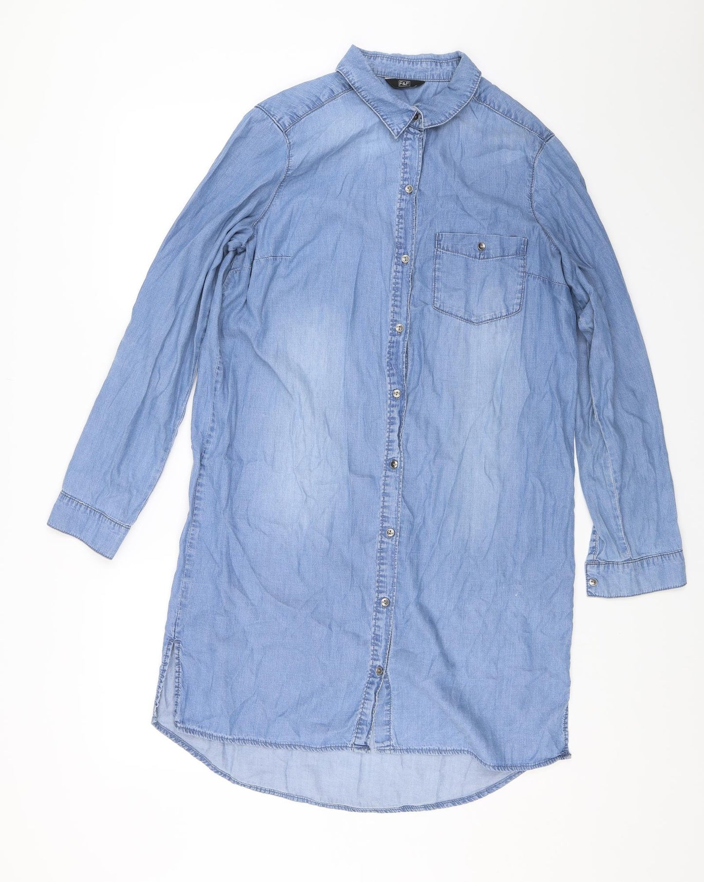 F&F Womens Blue   Shirt Dress  Size 10