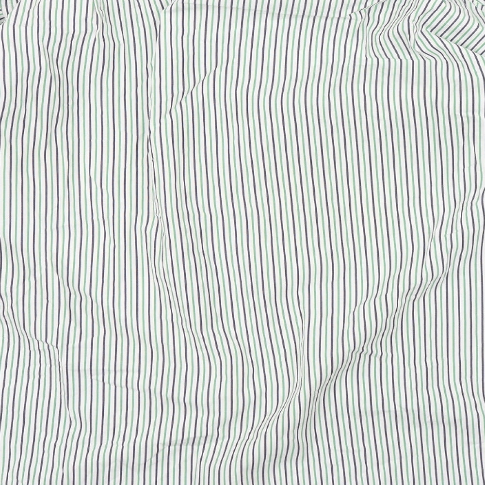 T.M Jewin Mens Green Striped   Dress Shirt Size 17.5