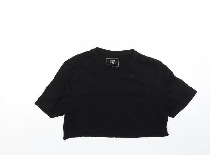 F&F Womens Black Cropped T-Shirt Size S