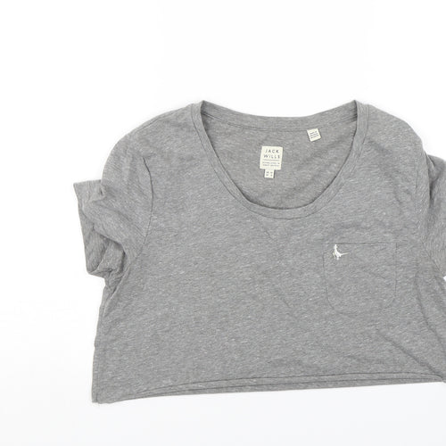 Jack Wills Womens Grey   Cropped T-Shirt Size 10  - Cut to length