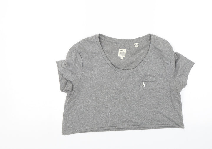 Jack Wills Womens Grey Cropped T-Shirt Size 10 - Cut to length