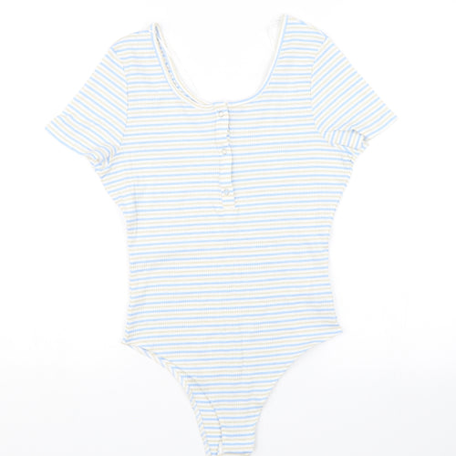 Primark Womens Blue Striped  Bodysuit One-Piece Size XS