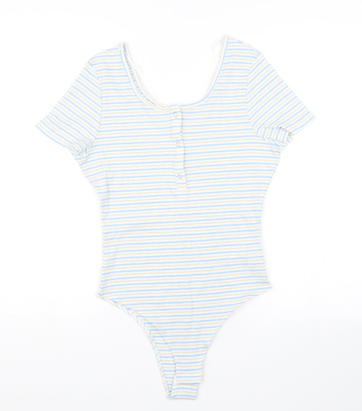 Primark Womens Blue Striped Bodysuit One-Piece Size XS