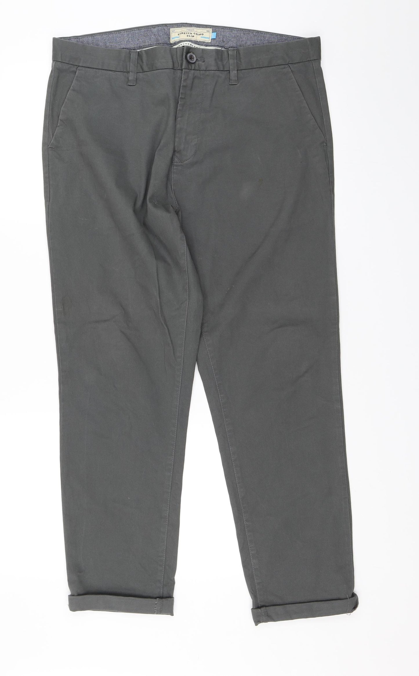 NEXT Mens Grey   Chino Trousers Size 34 in L26 in