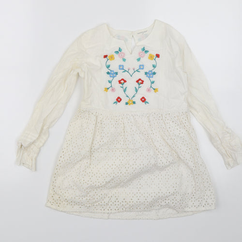 Happyology Girls White Floral  Shift  Size 6-7 Years