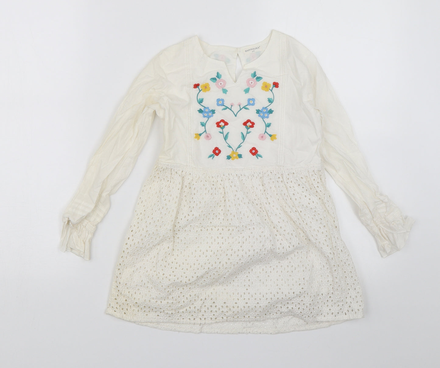 Happyology Girls White Floral  Shift  Size 6-7 Years