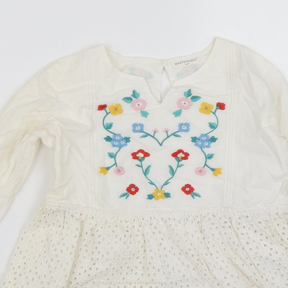 Happyology Girls White Floral  Shift  Size 6-7 Years