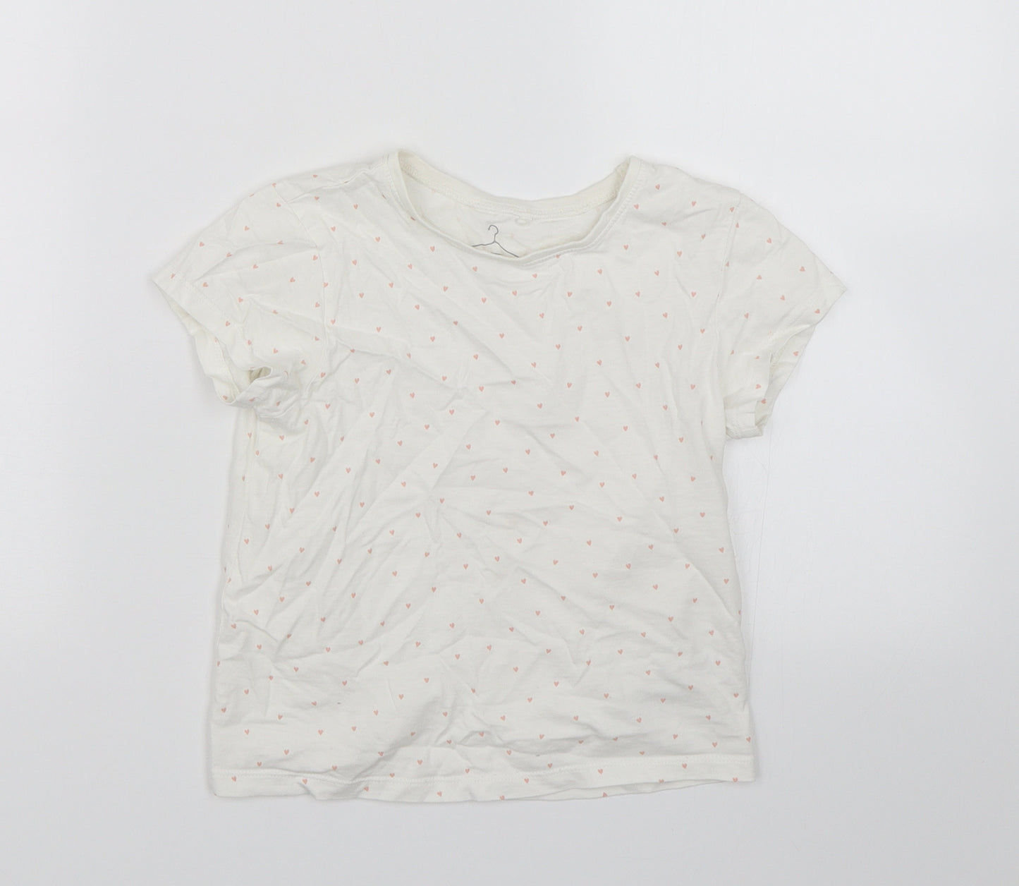 NEXT Girls White   Basic T-Shirt Size 5-6 Years  - Hearts