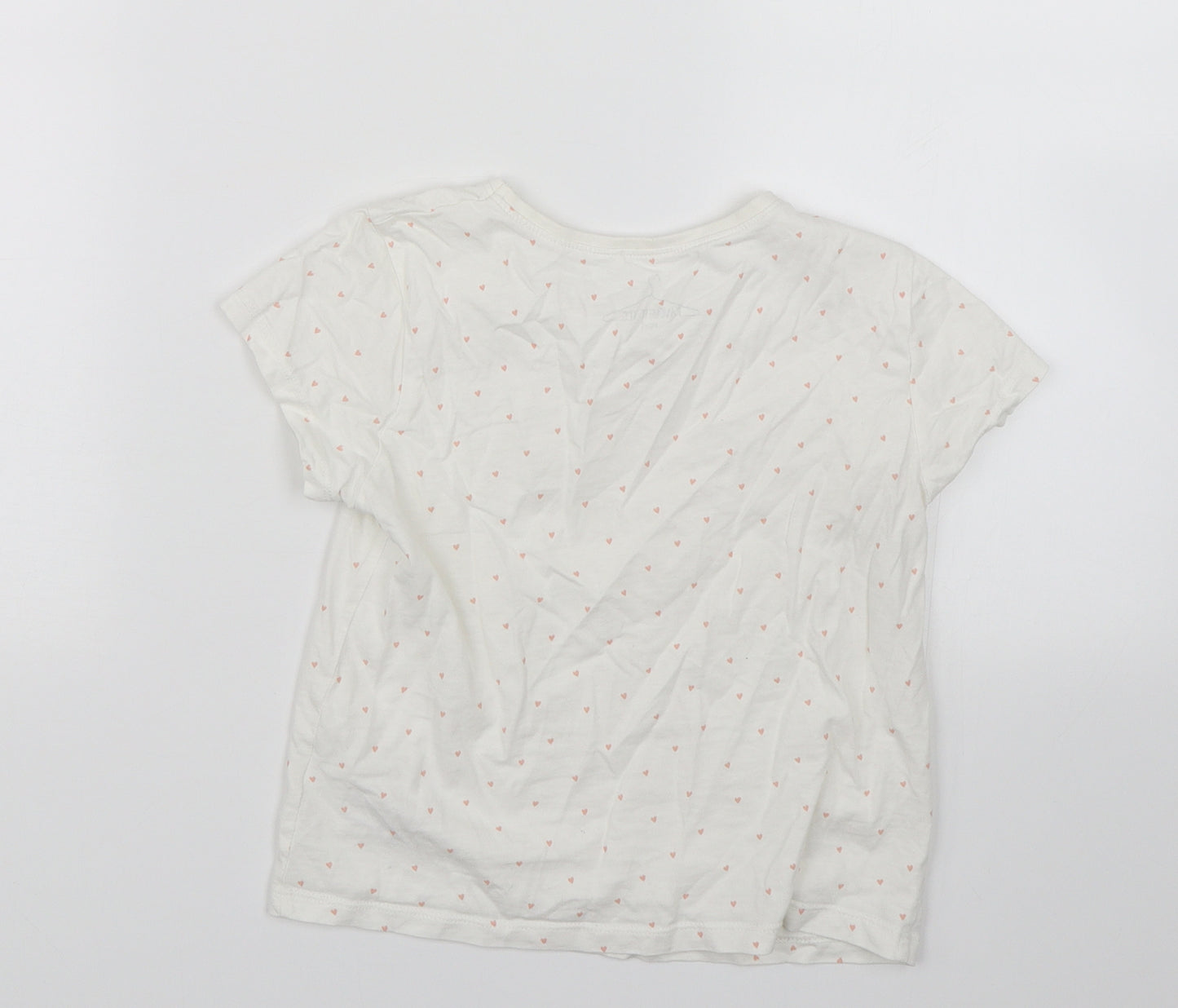 NEXT Girls White   Basic T-Shirt Size 5-6 Years  - Hearts