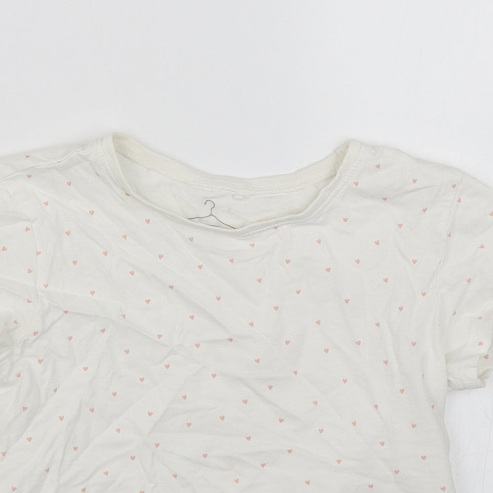 NEXT Girls White   Basic T-Shirt Size 5-6 Years  - Hearts