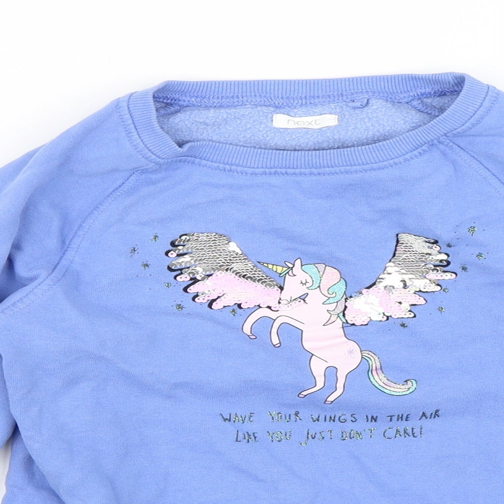 NEXT Girls Blue   Pullover Jumper Size 8 Years  - Unicorn
