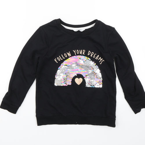 Primark Girls Black   Pullover Jumper Size 6-7 Years  - Rainbow