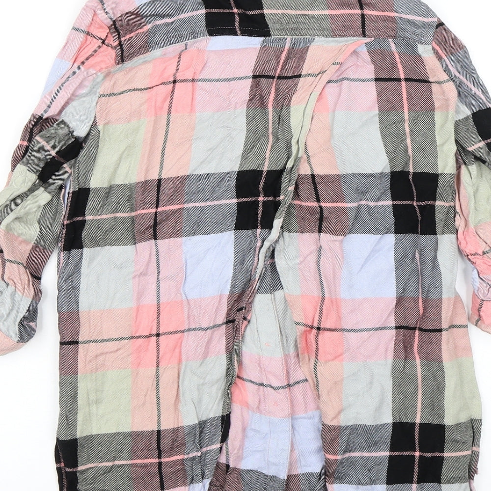 River Island Girls Pink Plaid  Basic Button-Up Size 5-6 Years