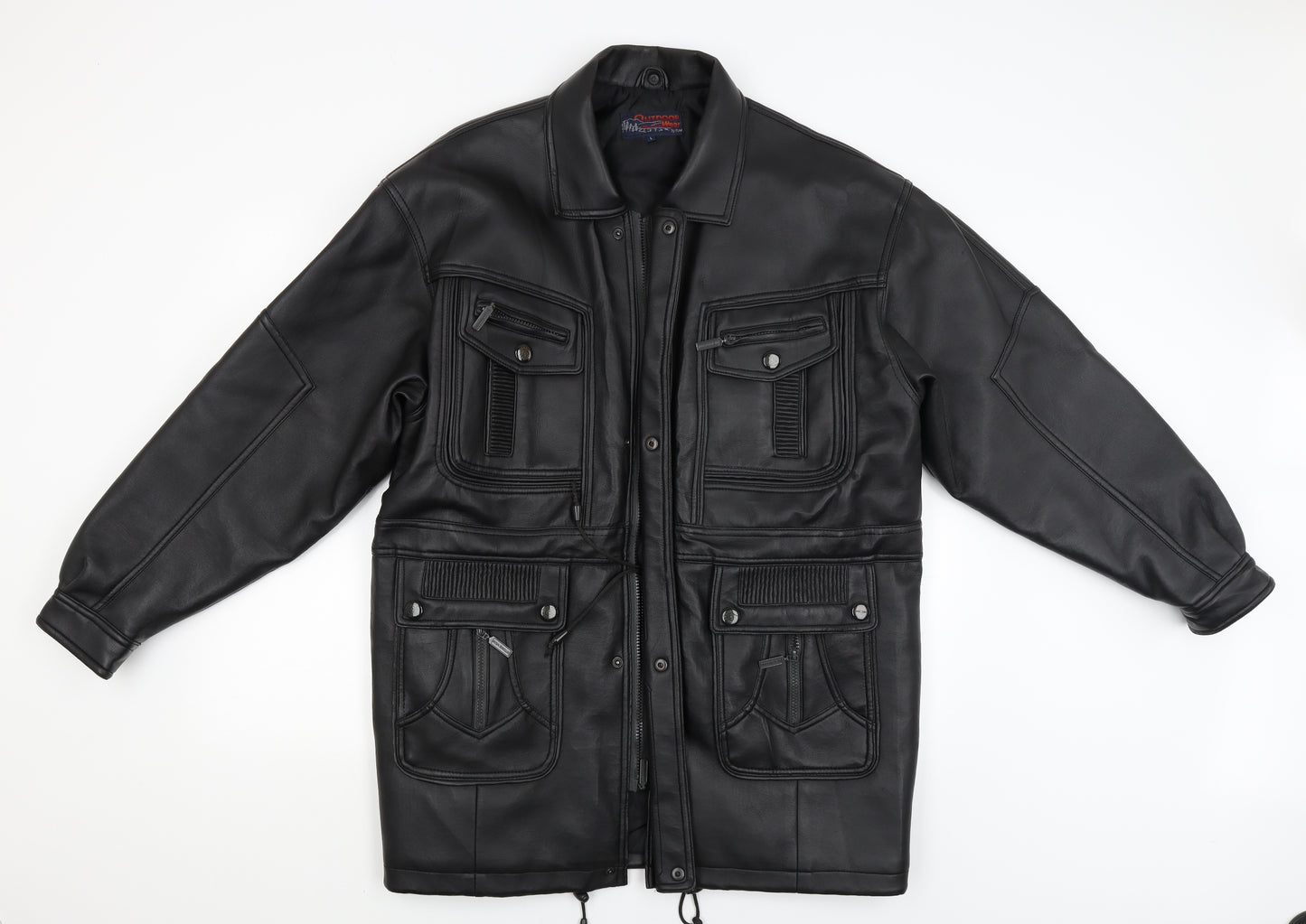 Outdoor Wear Mens Black   Motorcycle Jacket Coat Size L