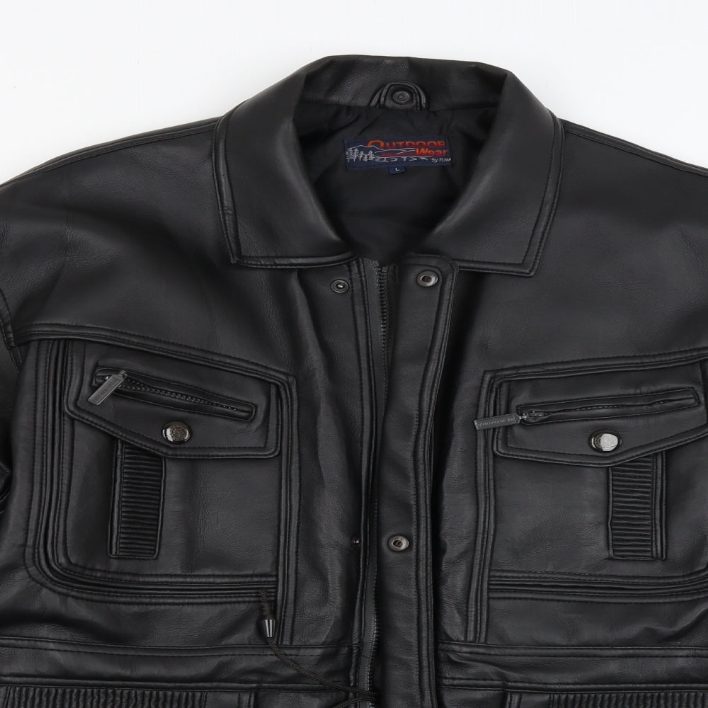 Outdoor Wear Mens Black   Motorcycle Jacket Coat Size L