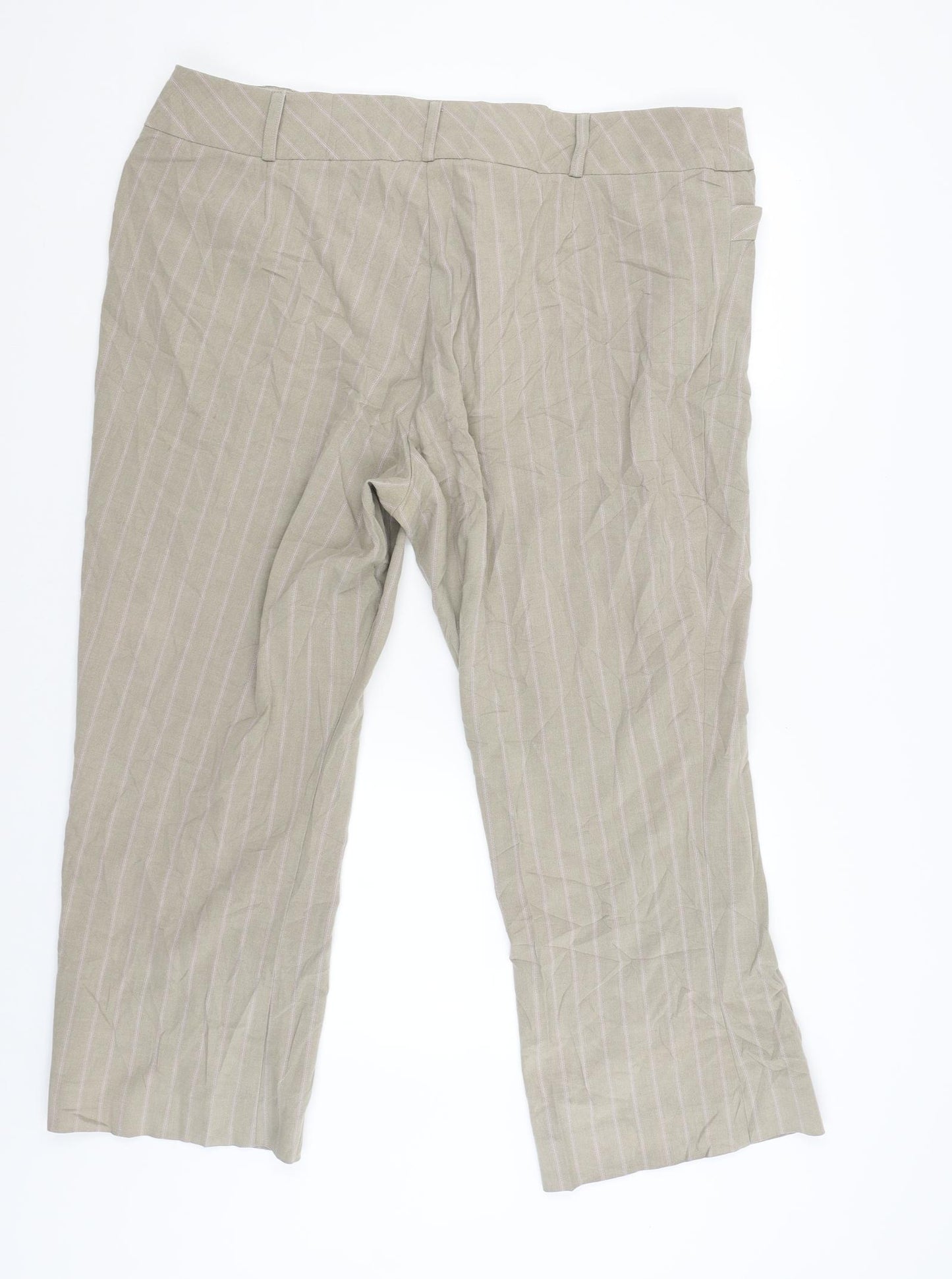 Preworn Womens Beige Striped  Trousers  Size 22 L28.5 in