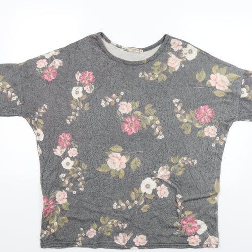 VIOLA BORGHI Womens Grey Floral  Pullover Jumper Size 2XL