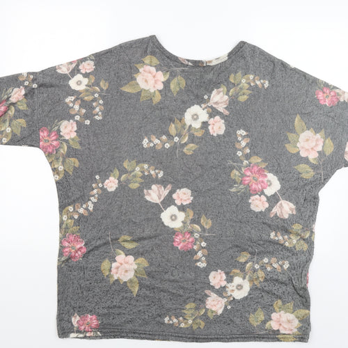 VIOLA BORGHI Womens Grey Floral  Pullover Jumper Size 2XL