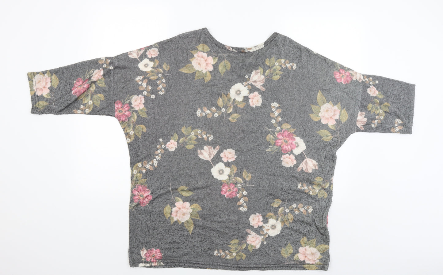 VIOLA BORGHI Womens Grey Floral  Pullover Jumper Size 2XL