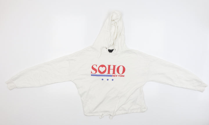 New Look Womens White   Pullover Hoodie Size 8