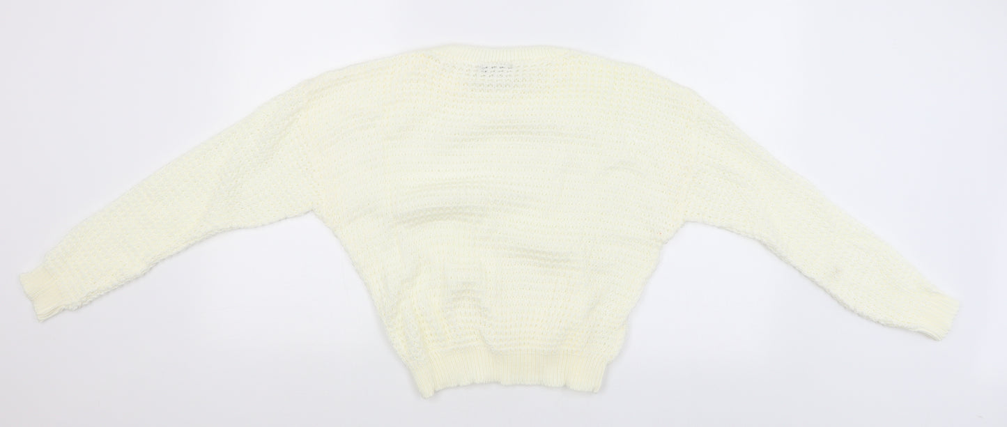 PRETTYLITTLETHING Womens White   Pullover Jumper Size M