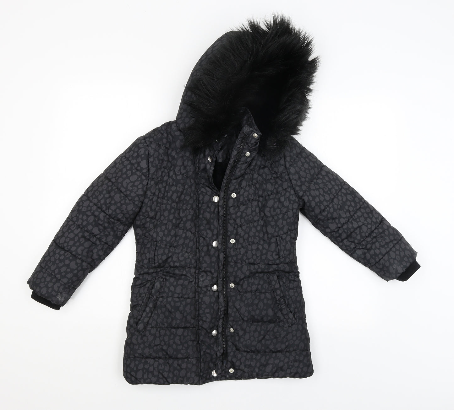 Preworn Girls Black   Jacket Coat Size 7-8 Years