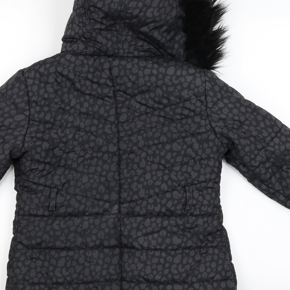 Preworn Girls Black   Jacket Coat Size 7-8 Years