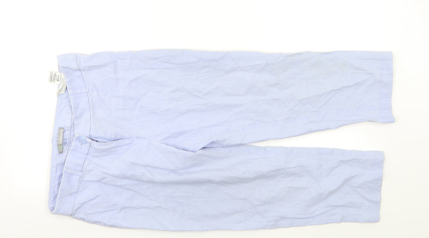 M&S Womens Blue   Bloomer Trousers Size 8 L20 in