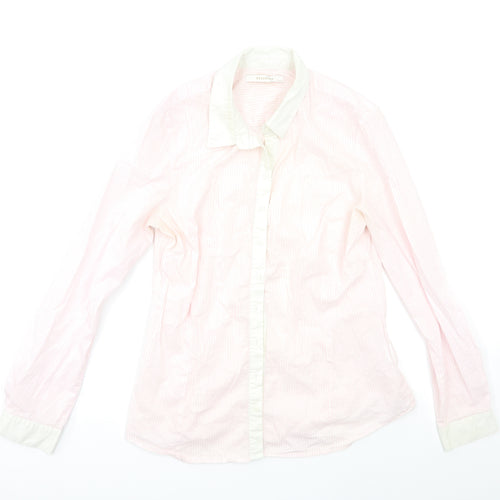 RESERVED Womens Pink Striped  Basic Button-Up Size 12