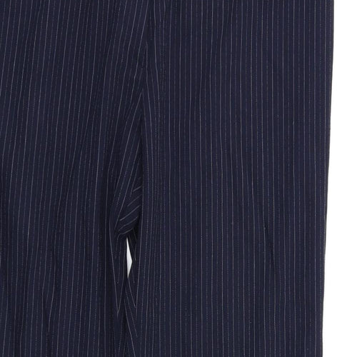 M&S Womens Blue Striped  Dress Pants Trousers Size 16 L26 in