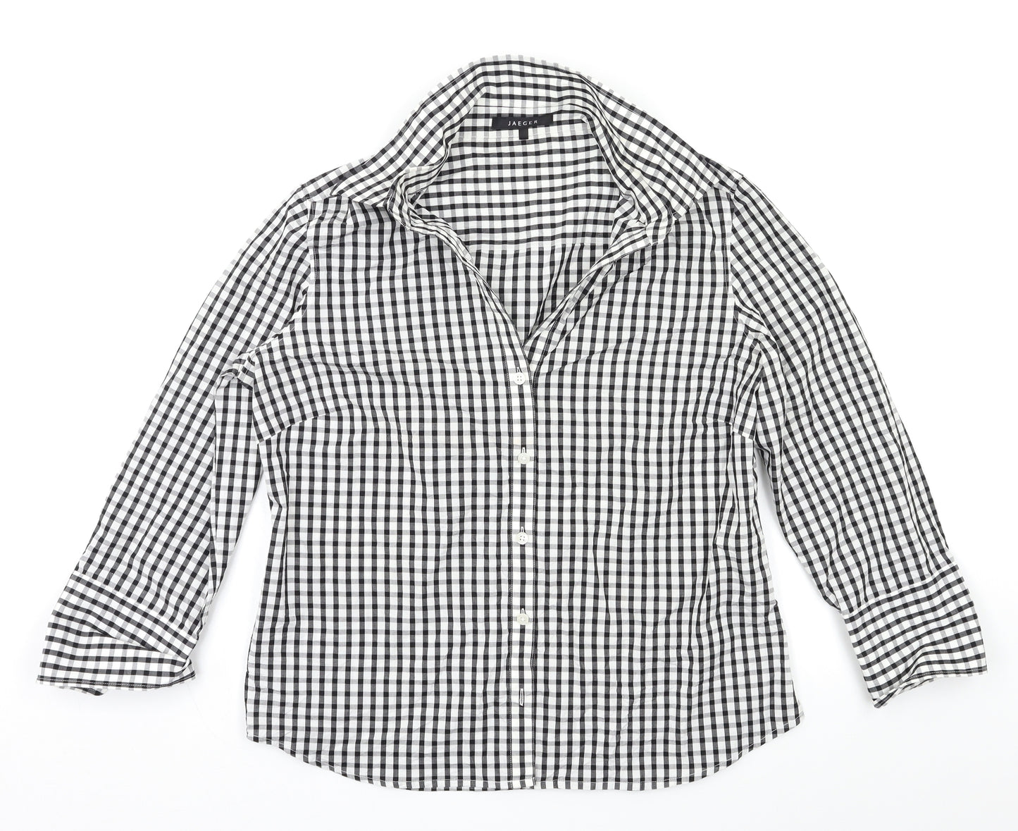 Jaeger Womens Black Check  Basic Button-Up Size 14